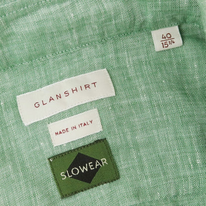 [New] Glanshirt Linen Wide Collar Casual Shirt Green [40] [Condition Rank N] [Men&