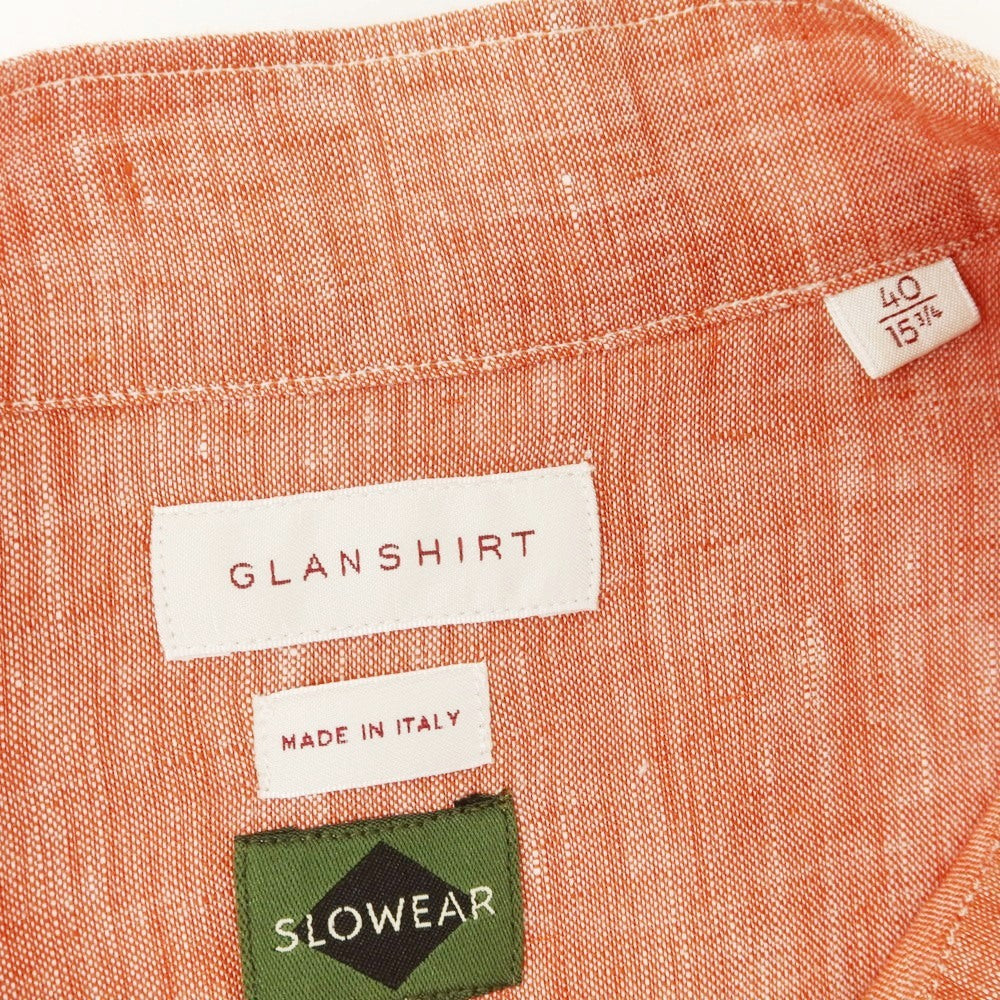 [New] Glanshirt Linen Band Collar Casual Shirt Red [40] [Condition Rank N] [Men&