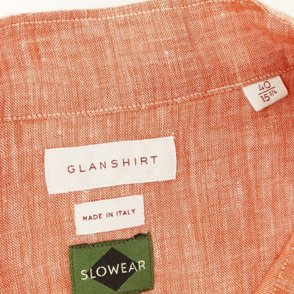 [New] Glanshirt Linen Band Collar Casual Shirt Red [40] [Condition Rank N] [Men&