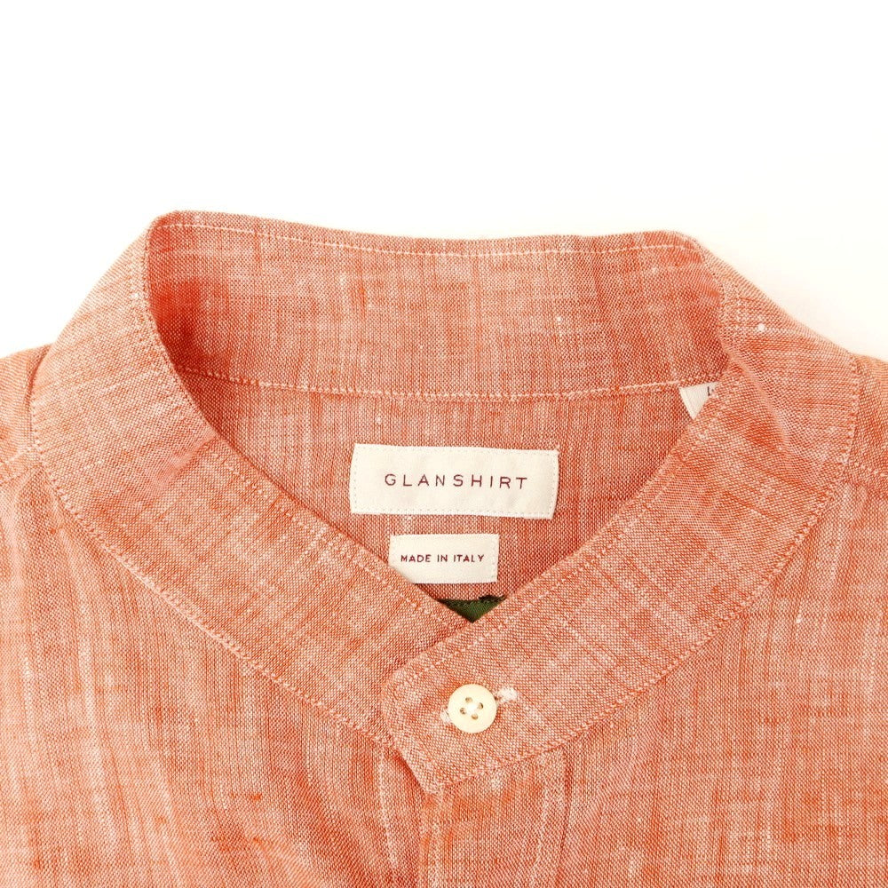 [New] Glanshirt Linen Band Collar Casual Shirt Red [40] [Condition Rank N] [Men&
