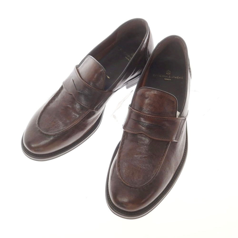 [New Outlet] OFFICINA SLOWEAR Kangaroo Leather Coin Loafers Brown [43] [Condition Rank N-] [Men&