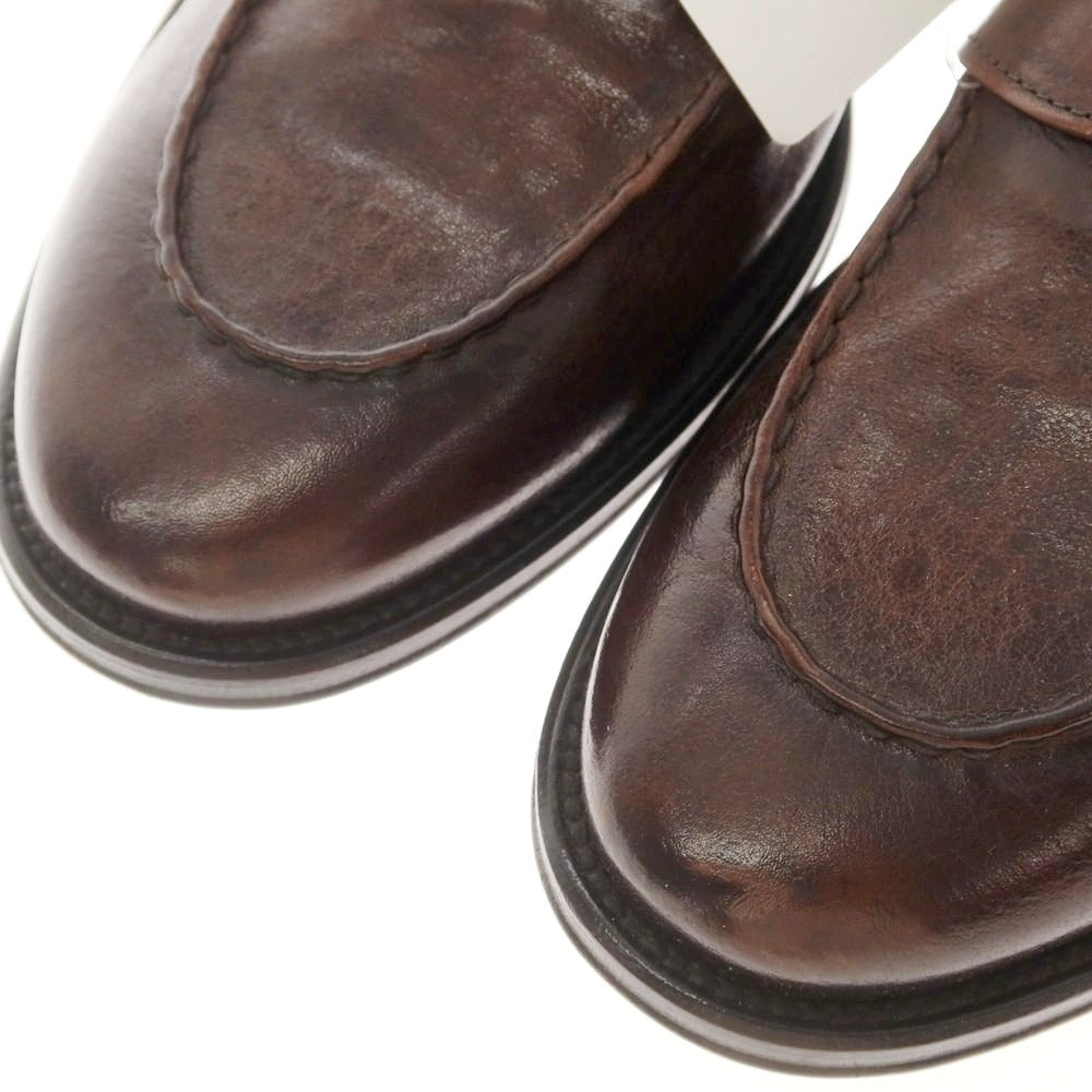 [New Outlet] OFFICINA SLOWEAR Kangaroo Leather Coin Loafers Brown [43] [Condition Rank N-] [Men&