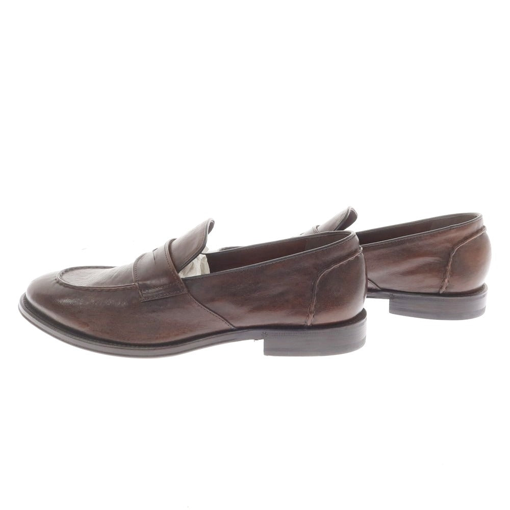 [New Outlet] OFFICINA SLOWEAR Kangaroo Leather Coin Loafers Brown [43] [Condition Rank N-] [Men&