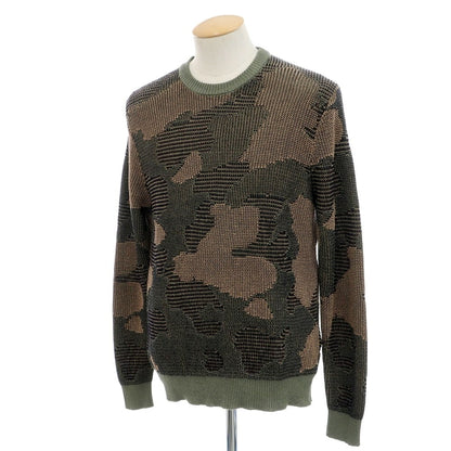 [New] ZANONE Mid-gauge linen cotton camouflage crew neck pullover knit, olive x beige [46] [Condition Rank N] [Men&