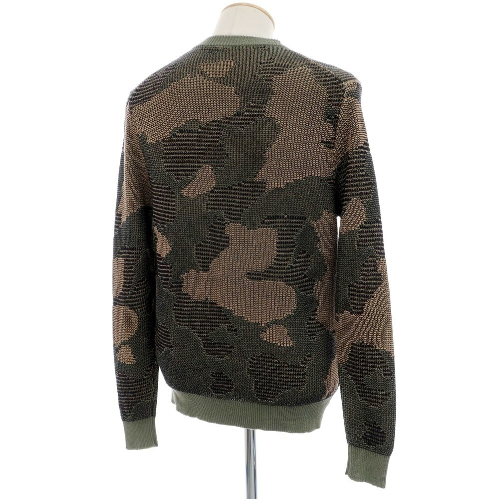 [New] ZANONE Mid-gauge linen cotton camouflage crew neck pullover knit, olive x beige [46] [Condition Rank N] [Men&