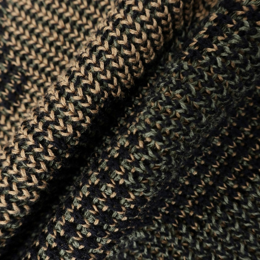 [New] ZANONE Mid-gauge linen cotton camouflage crew neck pullover knit, olive x beige [46] [Condition Rank N] [Men&