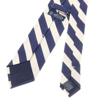 [New] Brewer Silk Cotton Striped Necktie Navy x White [Condition Rank N] [Men&