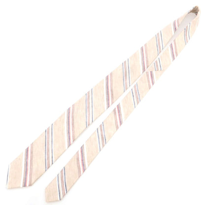 [New] Brewer Silk Linen Striped Necktie Beige x Red [Condition Rank N] [Men&
