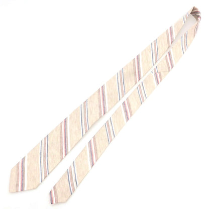 [New] Brewer Silk Linen Striped Necktie Beige x Red [Condition Rank N] [Men&