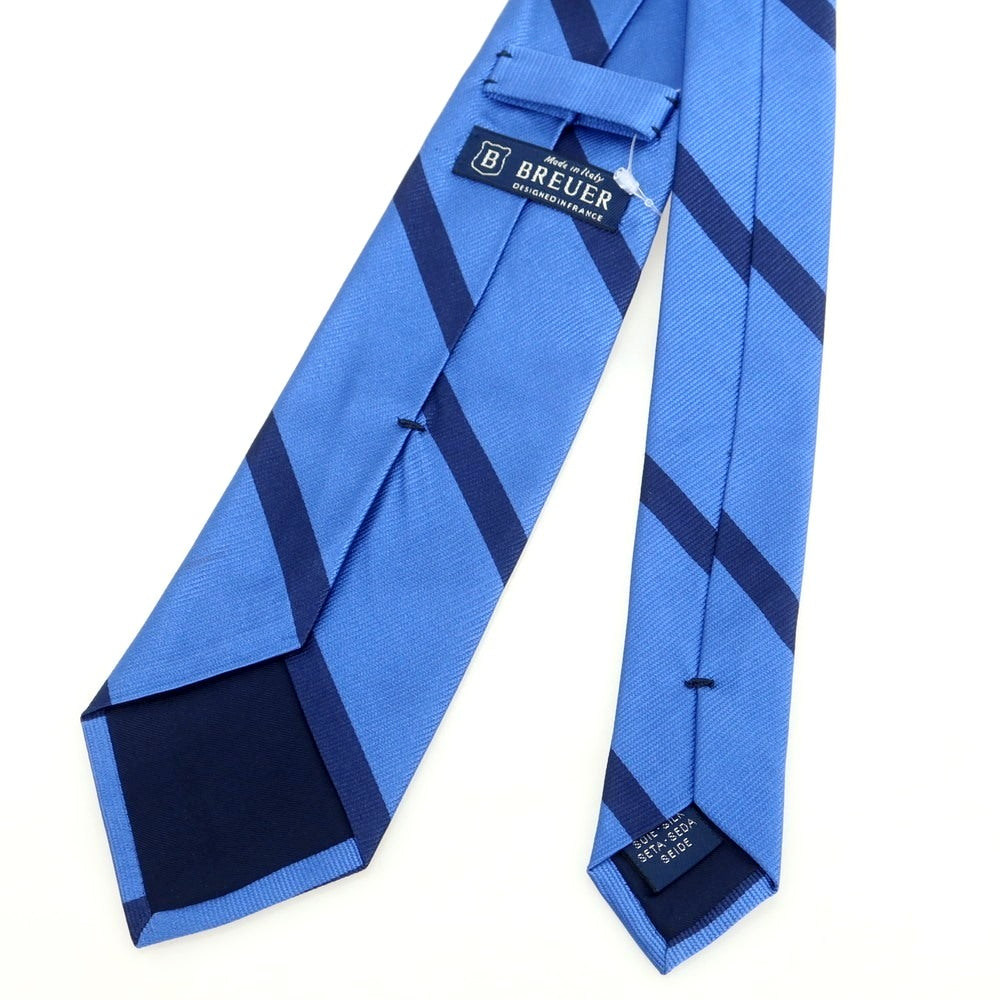 [New Outlet] Brewer Silk Striped Necktie Blue x Navy [Condition Rank N-] [Men&