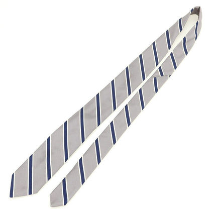 [New] Brewer Silk Cotton Striped Necktie Gray x Navy [Condition Rank N] [Men&