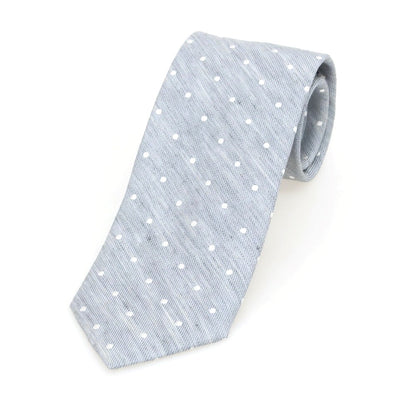 [New] Brewer Silk Linen Polka Dot Tie Gray x White [Condition Rank N] [Men&