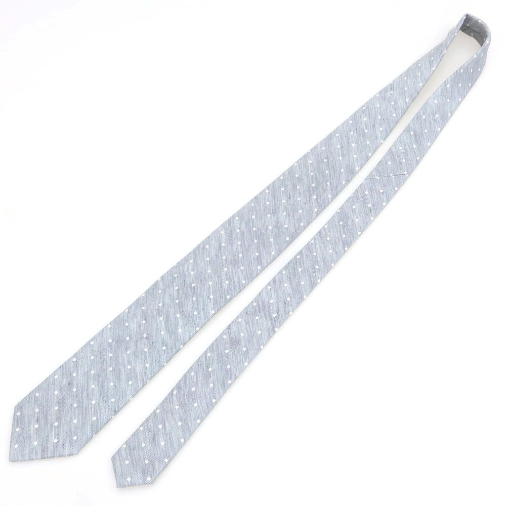 [New] Brewer Silk Linen Polka Dot Tie Gray x White [Condition Rank N] [Men&