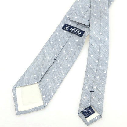 [New] Brewer Silk Linen Polka Dot Tie Gray x White [Condition Rank N] [Men&