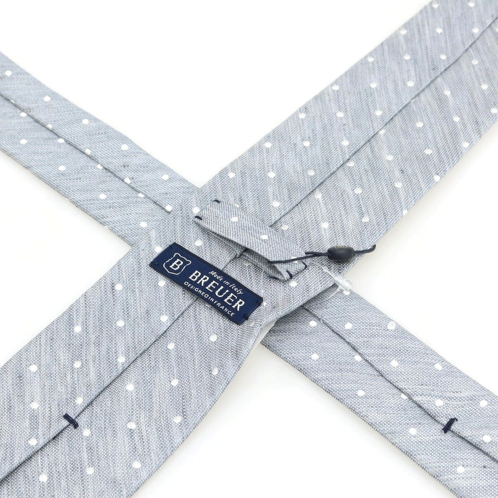 [New] Brewer Silk Linen Polka Dot Tie Gray x White [Condition Rank N] [Men&