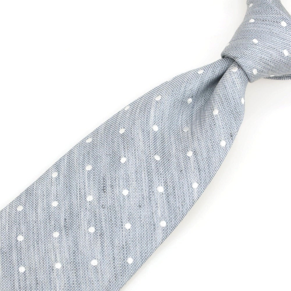 [New] Brewer Silk Linen Polka Dot Tie Gray x White [Condition Rank N] [Men&