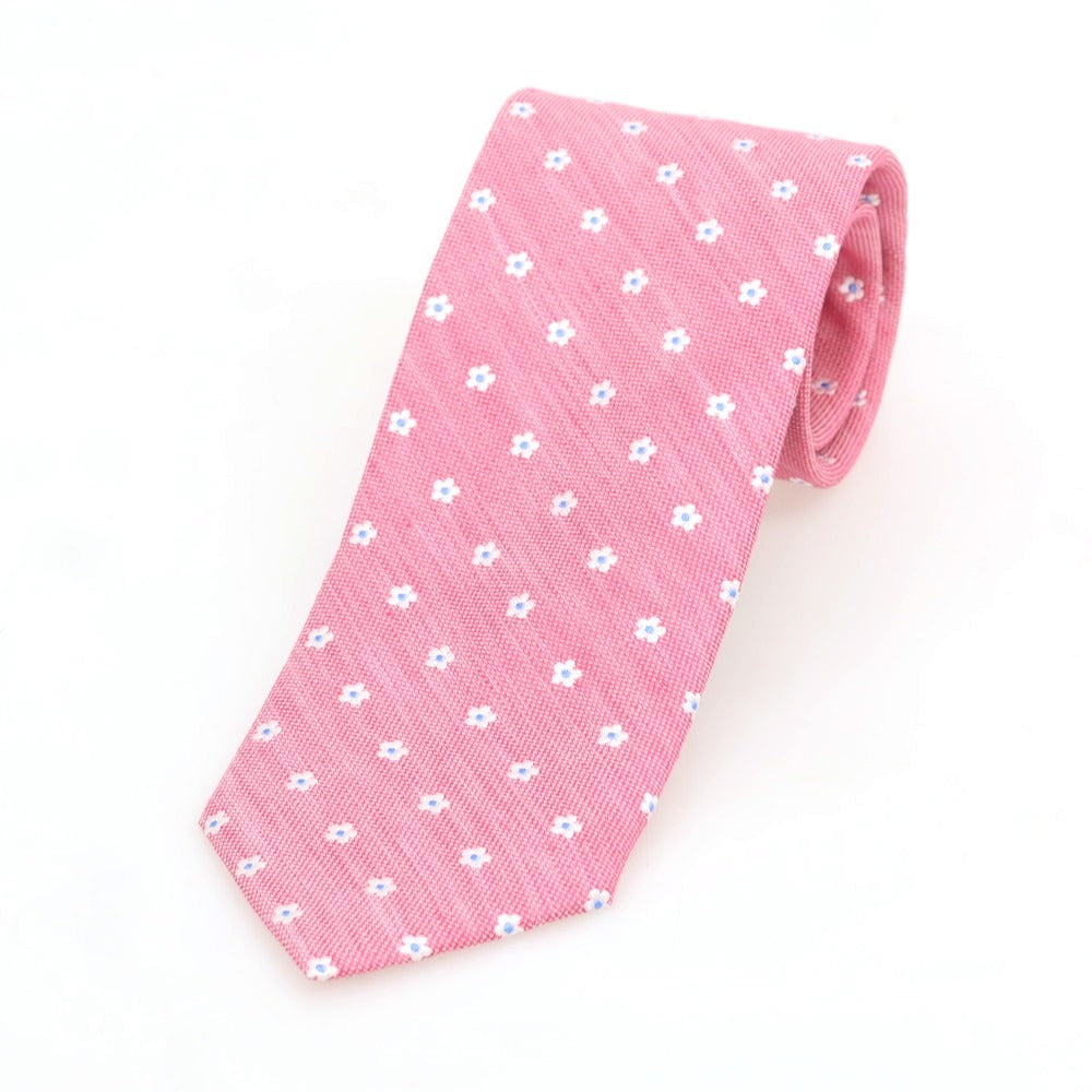 [New] Brewer Silk Linen Small Pattern Necktie Pink [Condition Rank N] [Men&