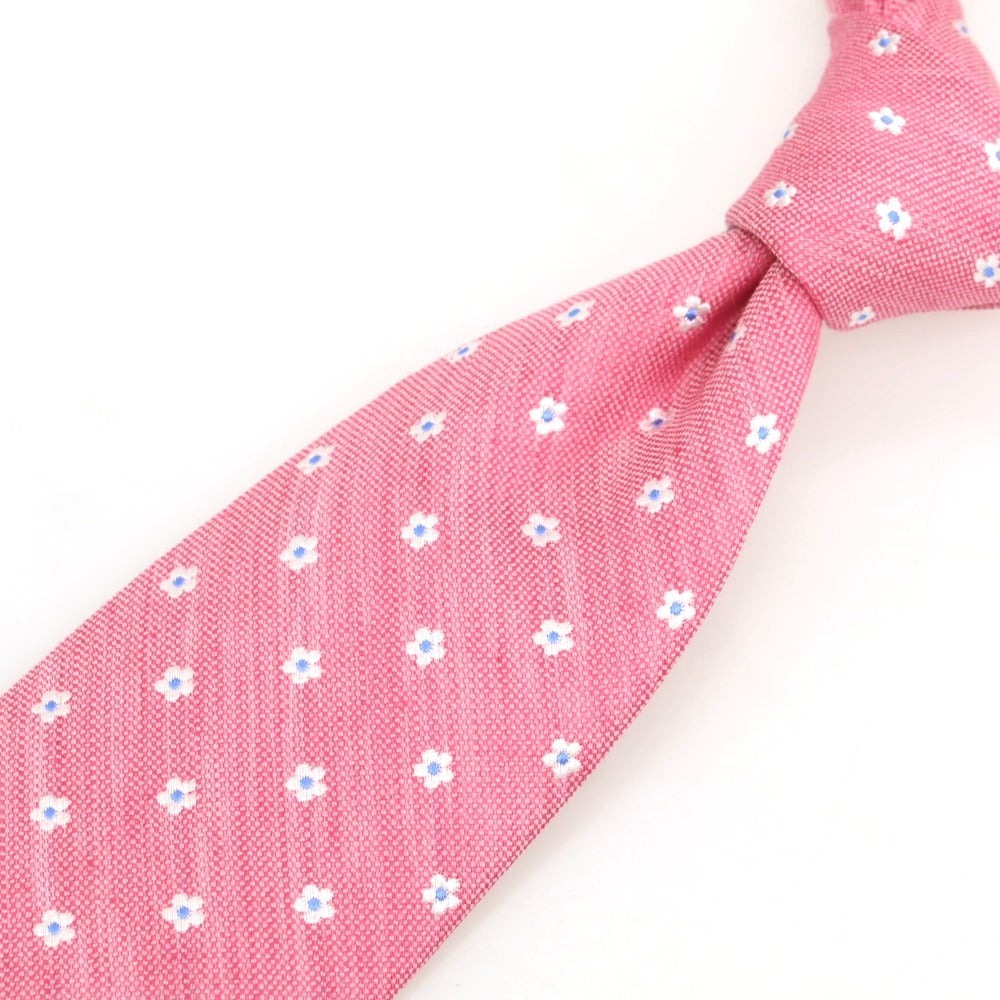 [New] Brewer Silk Linen Small Pattern Necktie Pink [Condition Rank N] [Men&
