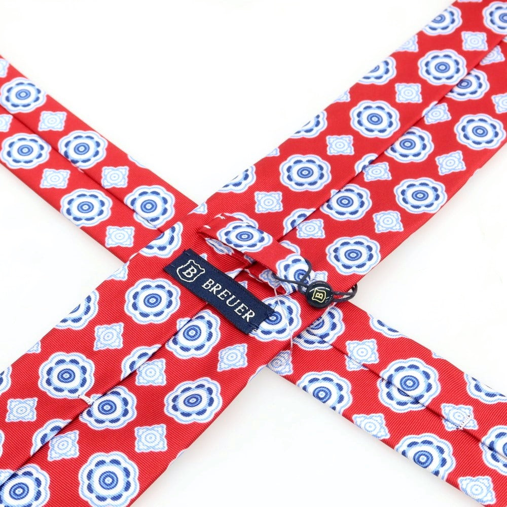 [New] Brewer BREUER Silk Print Small Pattern Necktie Red x Blue [Condition Rank N] [Men&