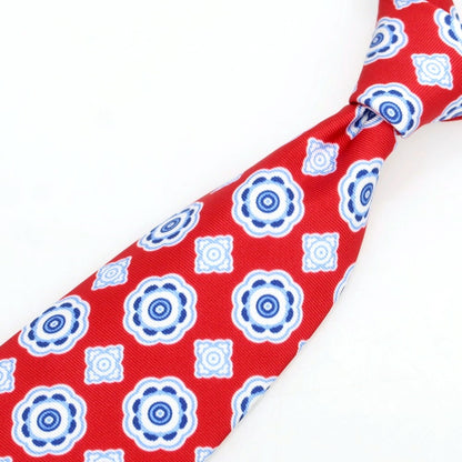 [New] Brewer BREUER Silk Print Small Pattern Necktie Red x Blue [Condition Rank N] [Men&