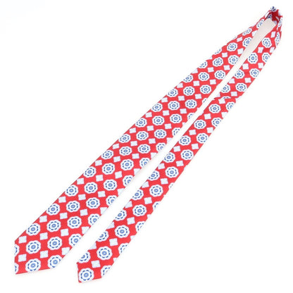 [New] Brewer BREUER Silk Print Small Pattern Necktie Red x Blue [Condition Rank N] [Men&