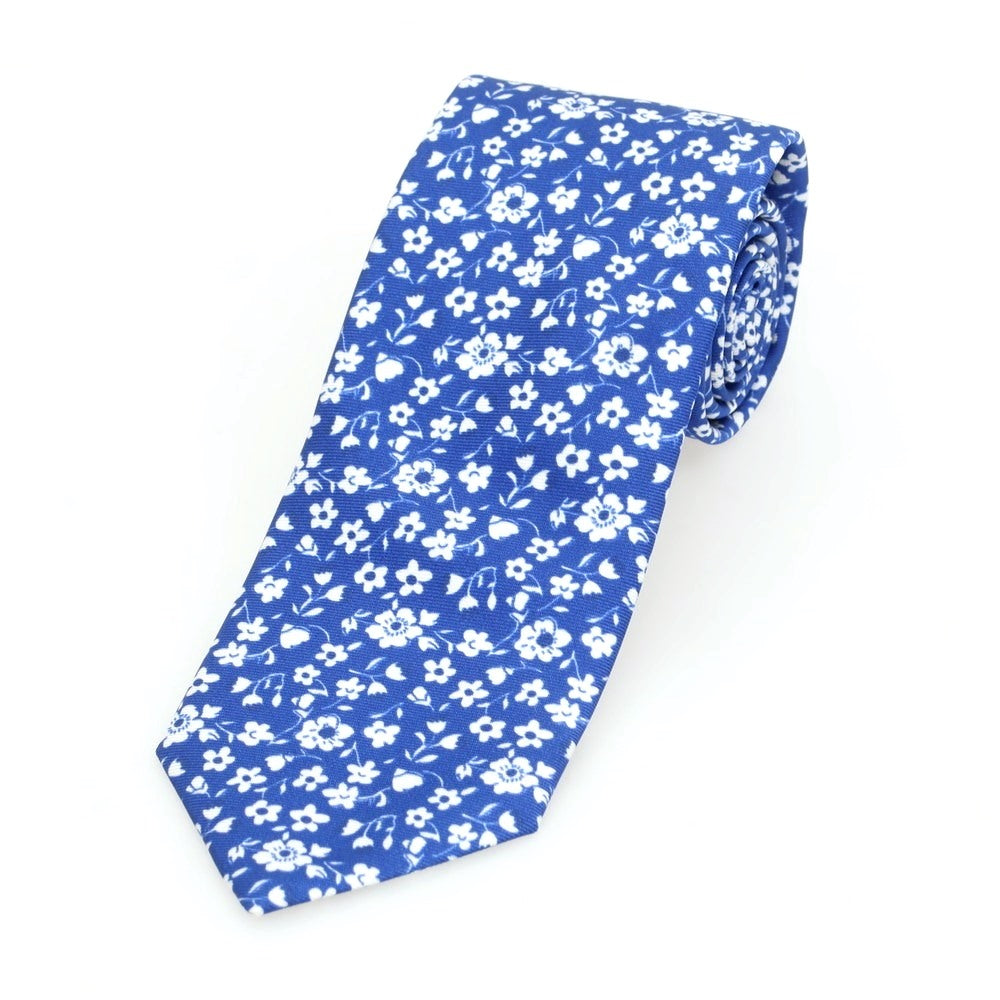 [New] Brewer Silk Flower Necktie Dark Blue x White [Condition Rank N] [Men&