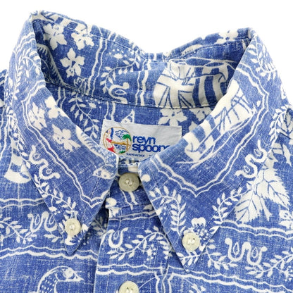 【中古】レインスプーナー reyn spooner コットン系 ボタンダウン プルオーバー 半袖シャツ ブルーxホワイト【 表記なし（M位） 】【 状態ランクC 】【 メンズ 】