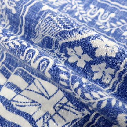 【中古】レインスプーナー reyn spooner コットン系 ボタンダウン プルオーバー 半袖シャツ ブルーxホワイト【 表記なし（M位） 】【 状態ランクC 】【 メンズ 】