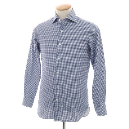 【中古】ビームスエフ BEAMS F コットン セミワイドカラー ドレスシャツ ブルーxホワイト【 37 】【 状態ランクC 】【 メンズ 】