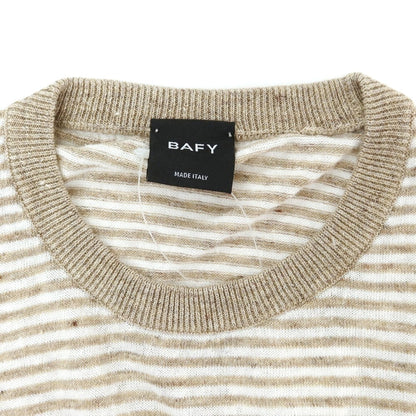 [Used] Buffy BAFY high gauge linen cotton striped crew neck short sleeve pullover knit beige x white [44] [Condition rank B] [Men&