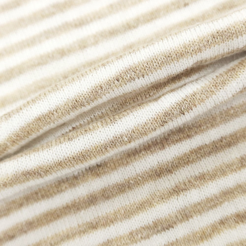 [Used] Buffy BAFY high gauge linen cotton striped crew neck short sleeve pullover knit beige x white [44] [Condition rank B] [Men&