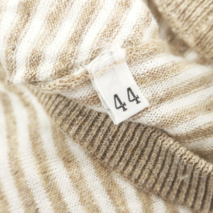 [Used] Buffy BAFY high gauge linen cotton striped crew neck short sleeve pullover knit beige x white [44] [Condition rank B] [Men&