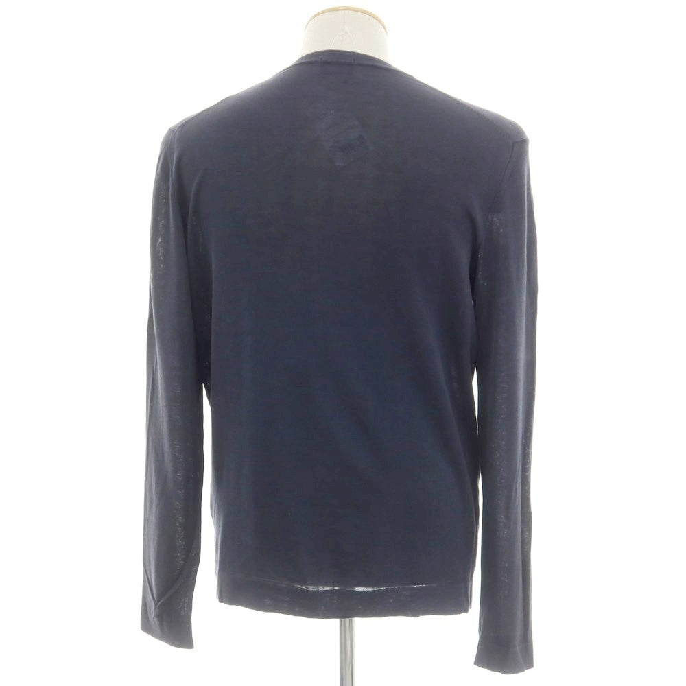 [Used] Drumohr high gauge cotton crew neck pullover knit navy [44] [Condition rank C] [Men&