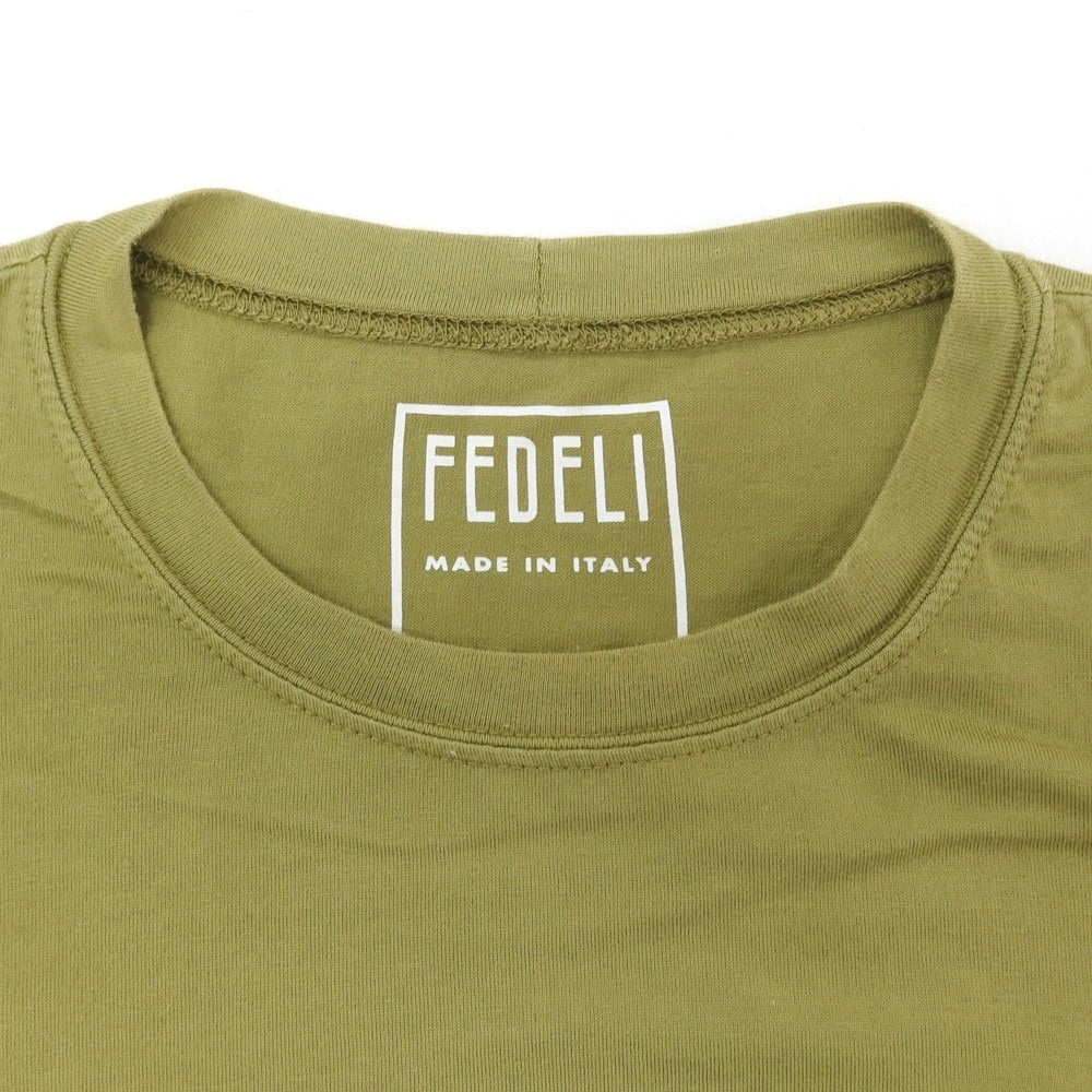 [Used] FEDELI Cotton Crew Neck Short Sleeve T-Shirt Light Olive [44] [Condition Rank C] [Men&
