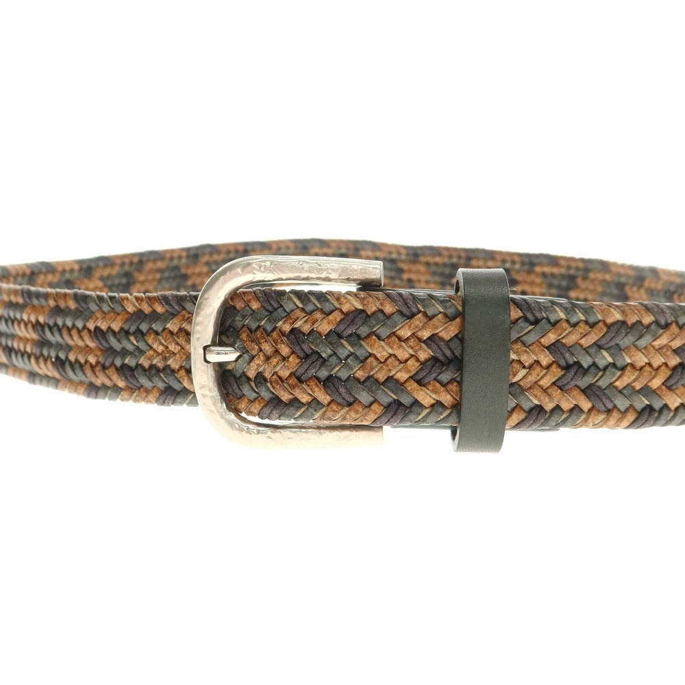 【中古】アラルディ 1930 ARALDI1930 レザー メッシュ ベルト グリーンxベージュ【 85 】【 状態ランクB 】【 メンズ 】