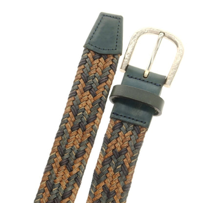 【中古】アラルディ 1930 ARALDI1930 レザー メッシュ ベルト グリーンxベージュ【 85 】【 状態ランクB 】【 メンズ 】