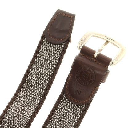 【中古】アドリアーノ メネゲッティ ADRIANO MENEGHETTI エラスティック ベルト ダークブラウンxホワイト【 80 】【 状態ランクB 】【 メンズ 】