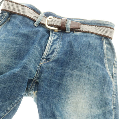 【中古】アドリアーノ メネゲッティ ADRIANO MENEGHETTI エラスティック ベルト ダークブラウンxホワイト【 80 】【 状態ランクB 】【 メンズ 】