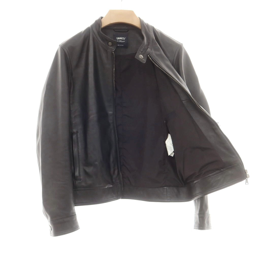 【中古】エンメティ EMMETI JURI ラムレザー ライダースジャケット ブラック【 48 】【 状態ランクB 】【 メンズ 】
