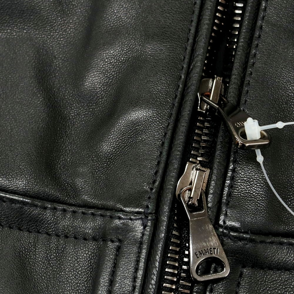 【中古】エンメティ EMMETI JURI ラムレザー ライダースジャケット ブラック【 48 】【 状態ランクB 】【 メンズ 】