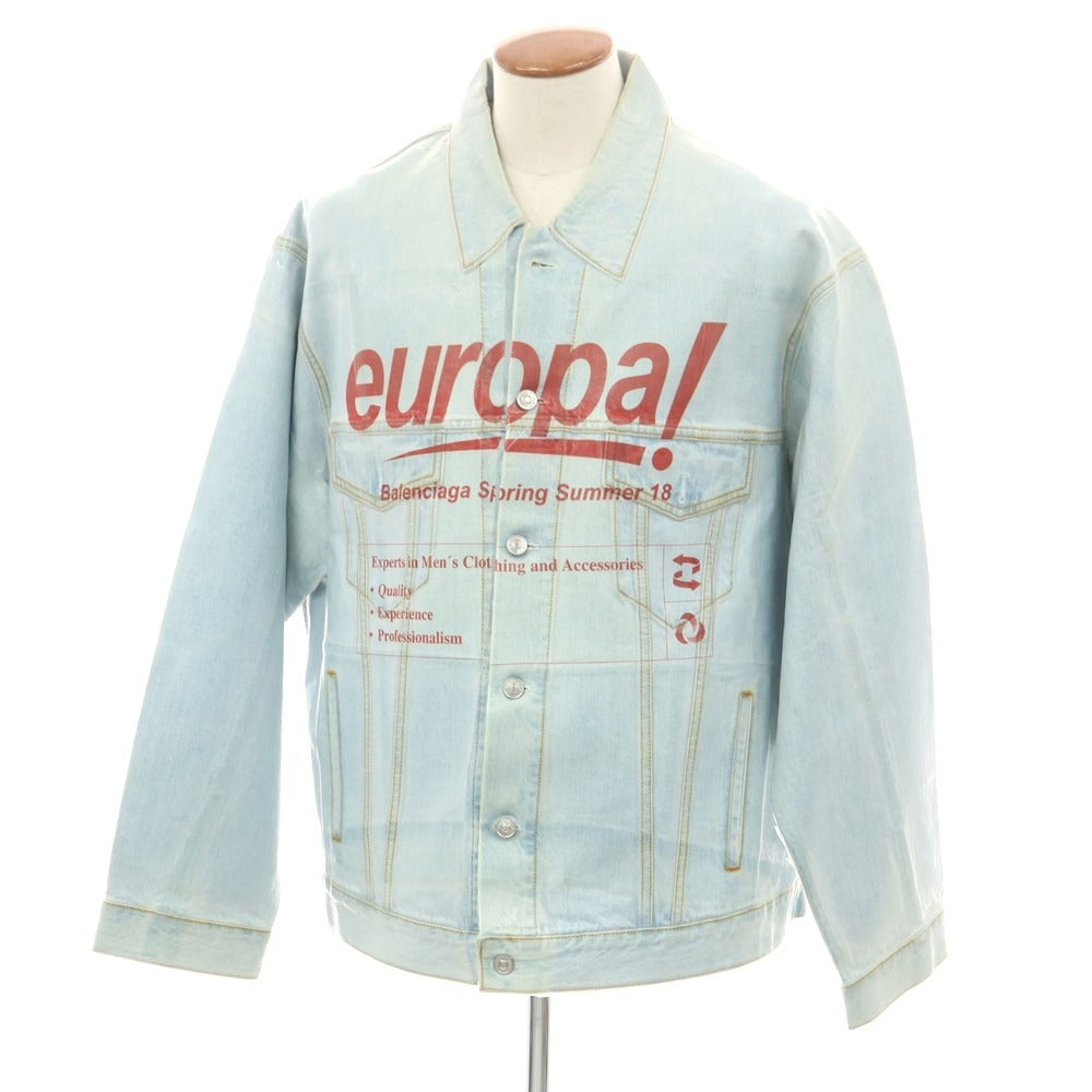 [Used] BALENCIAGA Big Silhouette Coated Denim Jacket Washed Blue [48] [Condition Rank C] [Men&