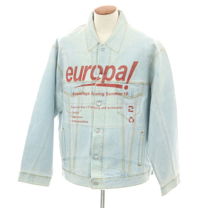 [Used] BALENCIAGA Big Silhouette Coated Denim Jacket Washed Blue [48] [Condition Rank C] [Men&