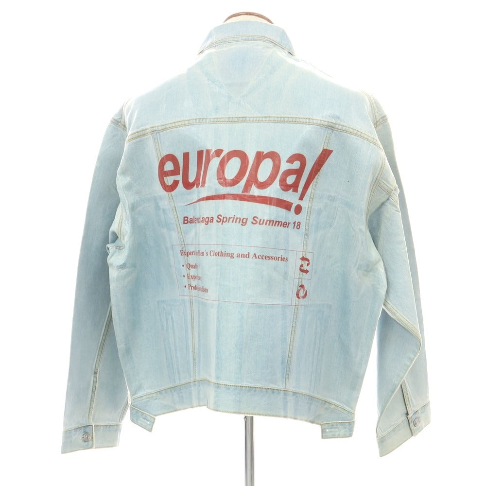 [Used] BALENCIAGA Big Silhouette Coated Denim Jacket Washed Blue [48] [Condition Rank C] [Men&