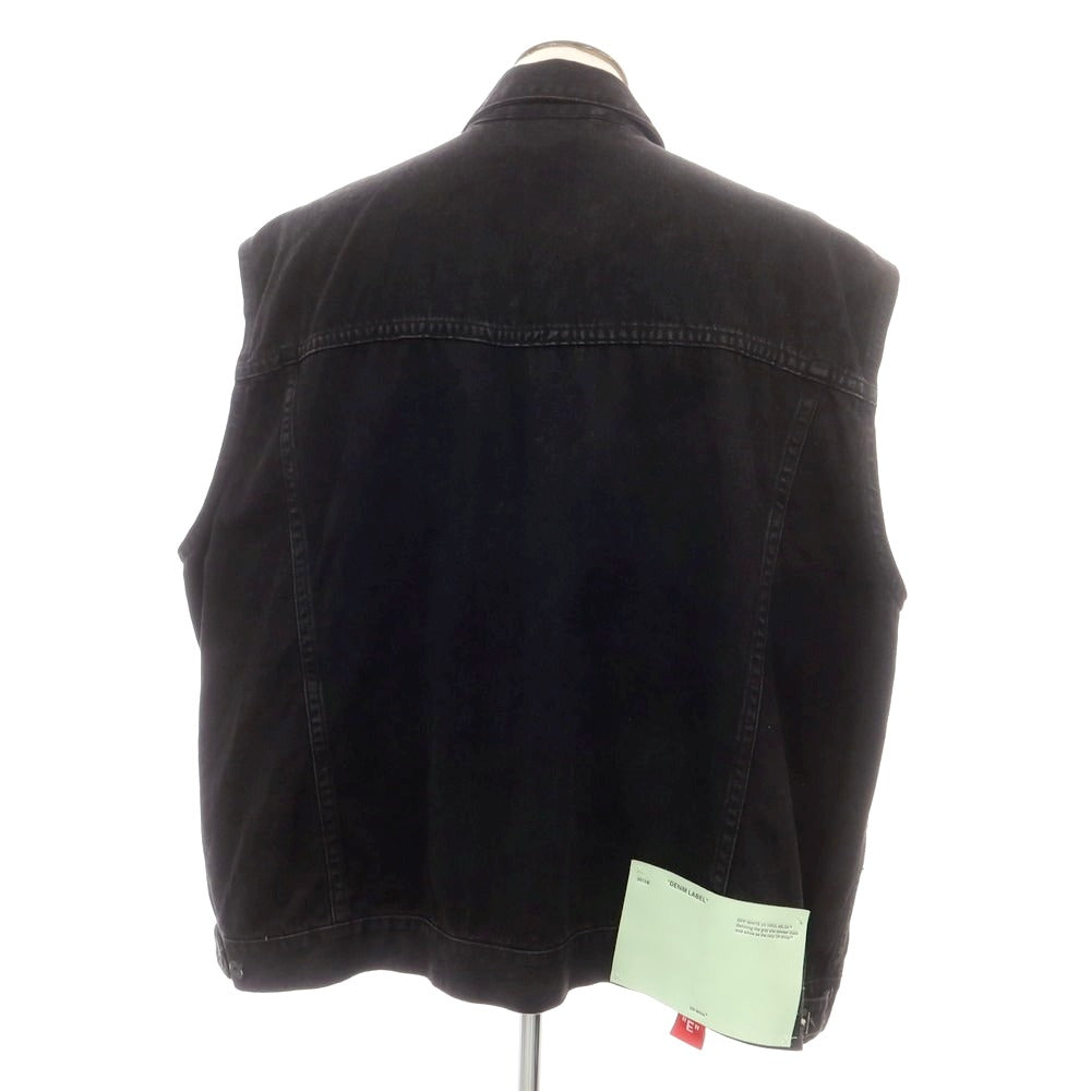 【中古】オフホワイト OFF-WHITE ビッグシルエット ノースリーブ デニムジャケット ブラック【 L 】【 状態ランクB 】【 メンズ 】[EPD]
