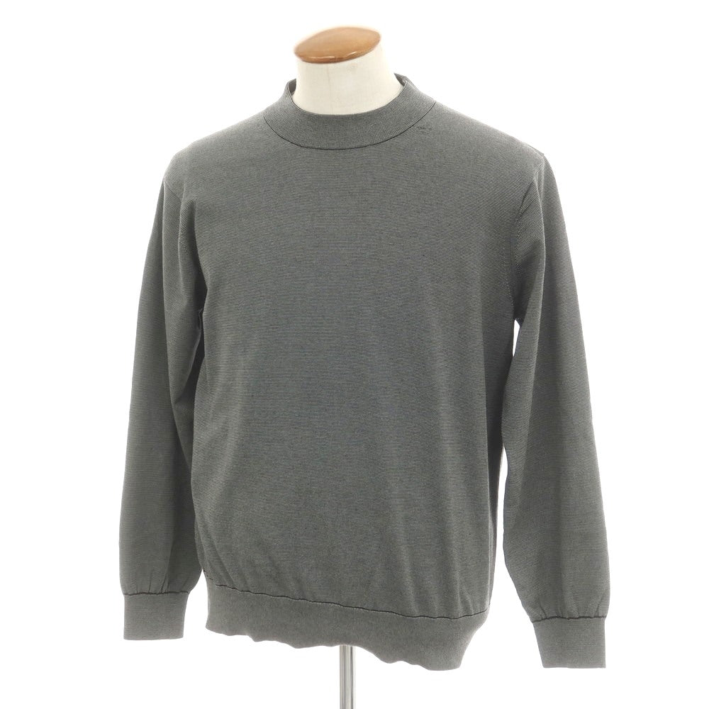 [Used] AOURE High gauge cotton polyester striped pullover knit, gray x black [L] [Condition rank B] [Men&