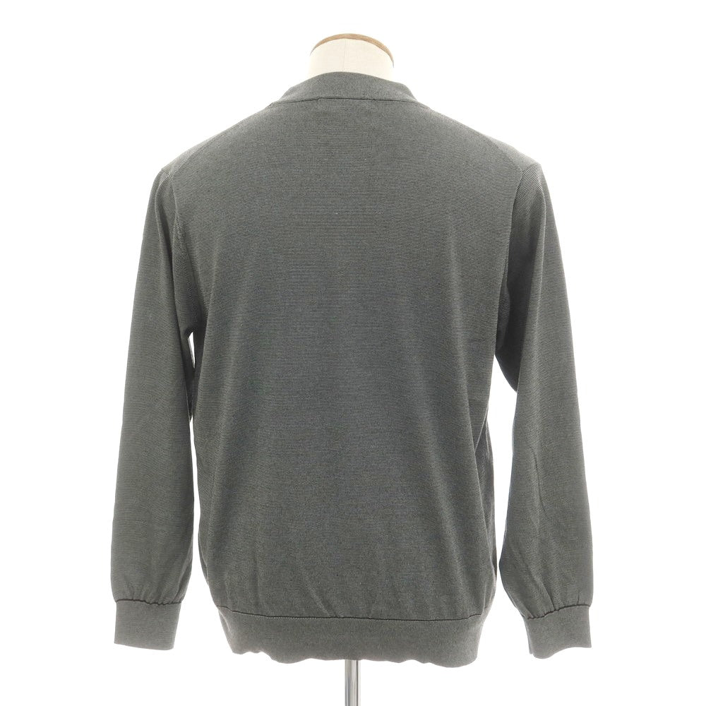 [Used] AOURE High gauge cotton polyester striped pullover knit, gray x black [L] [Condition rank B] [Men&