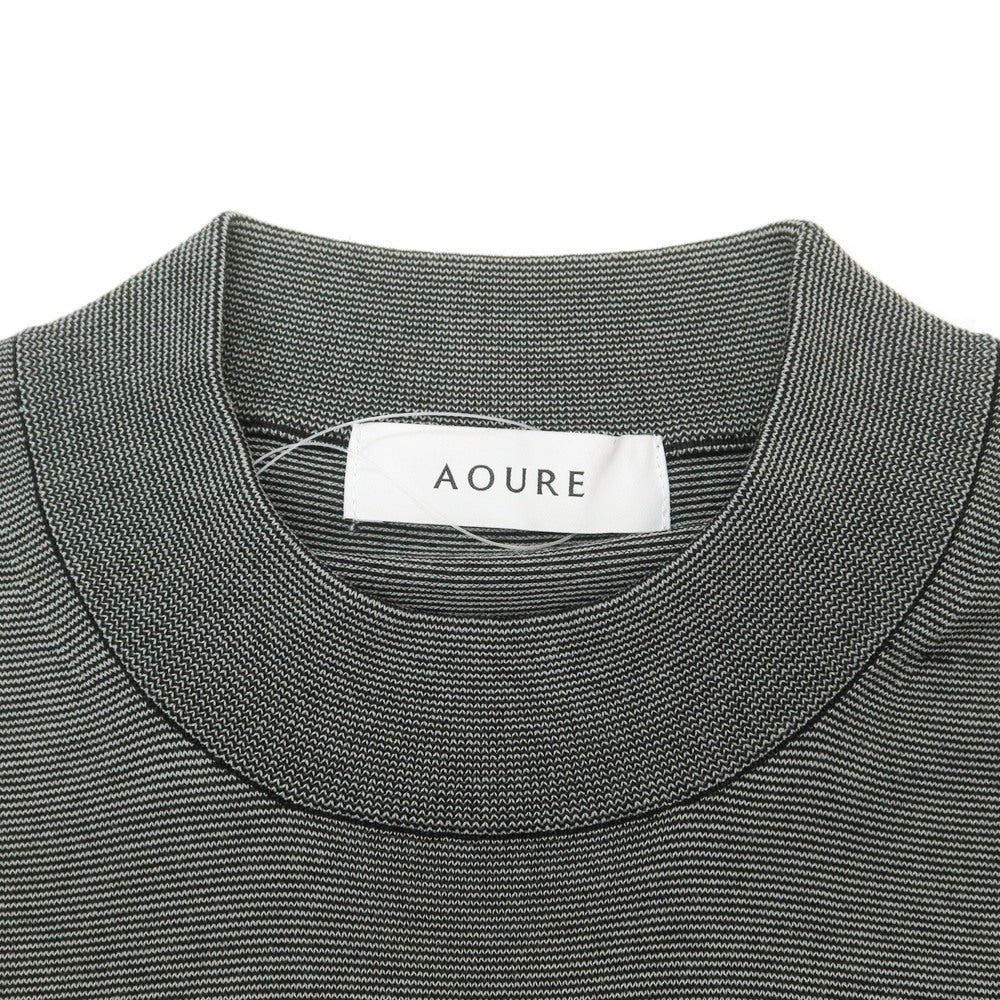 [Used] AOURE High gauge cotton polyester striped pullover knit, gray x black [L] [Condition rank B] [Men&