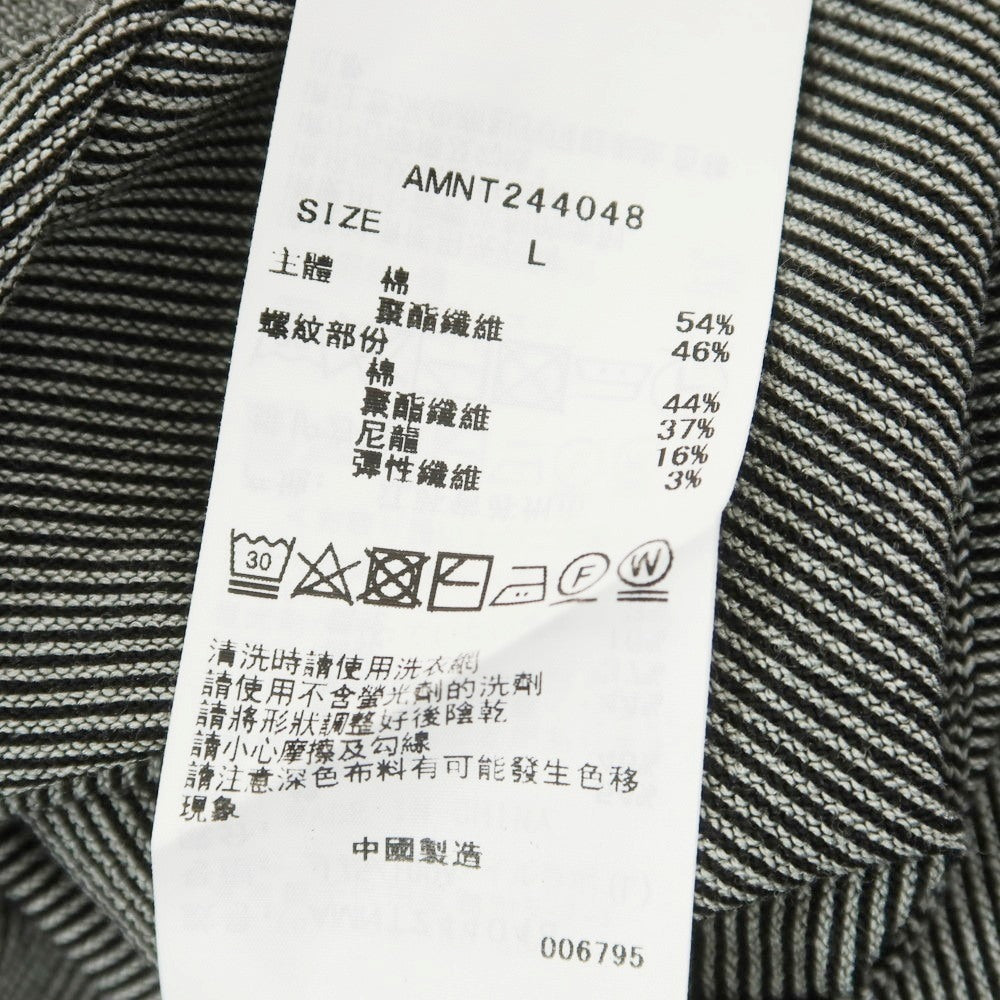 [Used] AOURE High gauge cotton polyester striped pullover knit, gray x black [L] [Condition rank B] [Men&