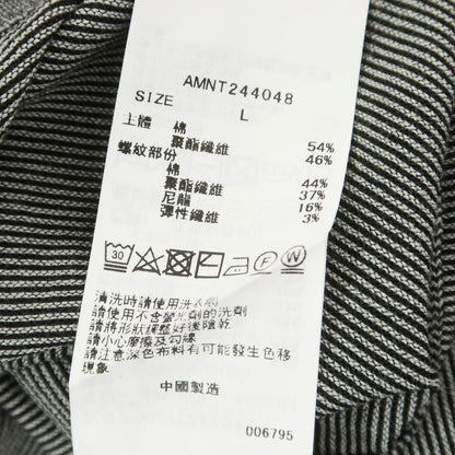 [Used] AOURE High gauge cotton polyester striped pullover knit, gray x black [L] [Condition rank B] [Men&