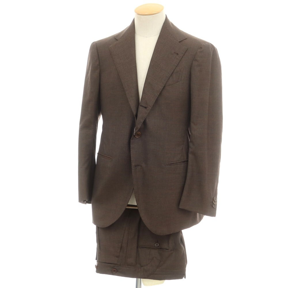 [Used] Sartoria Naoi Wool Check Handmade 3-Button Suit Brown x Gray [No description (S rank)] [Condition rank B] [Men&